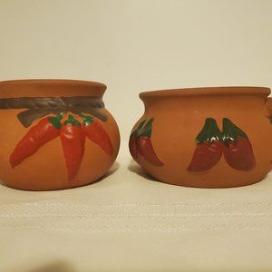 Terra-Cotta Chili Pepper Pot and Salsa Pot